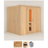 KARIBU Sauna »Solida«, (Set), 9 KW-Ofen mit integrierter Steuerung beige