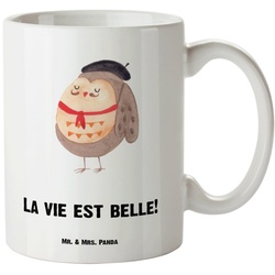 Mr. & Mrs. Panda Tasse Eule Französisch – Weiß – Geschenk, hibou, XL Becher, Spruch Französi, XL Tasse Keramik weiß