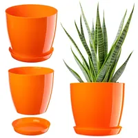 Kadax Blumentopf, Pflanzkübel mit Untersetzer, runder Blumenkübel für Innen,