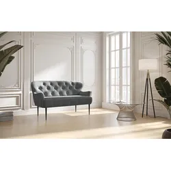 2-Sitzer PLACES OF STYLE "Amber", grau, B:153cm H:97cm T:87cm, 100% Polyester, Sofas, mit Knopfheftung,in verschieden Stoffarten