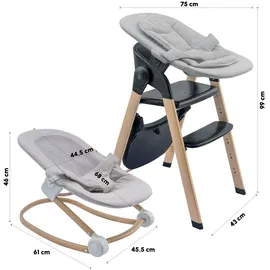 BabyGO BabyGo, Hochstuhl, Levels Newborn Highchair schwarz/Holzoptik (Hochstuhl)