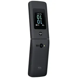 TCL Onetouch 4043 Smartphone, einfach zu bedienen, große Tasten, 4G, Zwei Clip-Displays, Taschenlampe, 1380-mAh-Akku, Bluetooth, Dual-SIM, 3,5-mm-Audioanschluss, mit Ladestation (Grau)