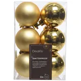 Christmas Decorations Kaemingk Weihnachtsbaumkugeln Bruchfest 6 cm 12 Stueck HellGold