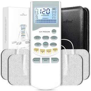 Easy@Home TENS-Gerät Schmerztherapie Reizstromgerät mit 2 unabhängigen Kanälen, Hintergrundbeleuchtung LCD, leistungsstarker Pulsintensität