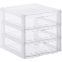 Rotho Schubladenbox 1422000096, Orgamix, A6, Kunststoff, 3 Fächer, geschlossen, transparent