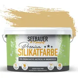 SEEBAUER diy Silikatfarbe Beige 5L für Innen (No. 412 Honey Bee) Atmungsaktive Mineralfarbe für Allergiker - Abwaschbare Wandfarbe - Beigetöne hohe Deckkraft