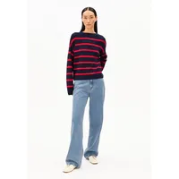 ARMEDANGELS Pullover Merinaa Stripes Loose Fit Tinted Navy-Candy Apple