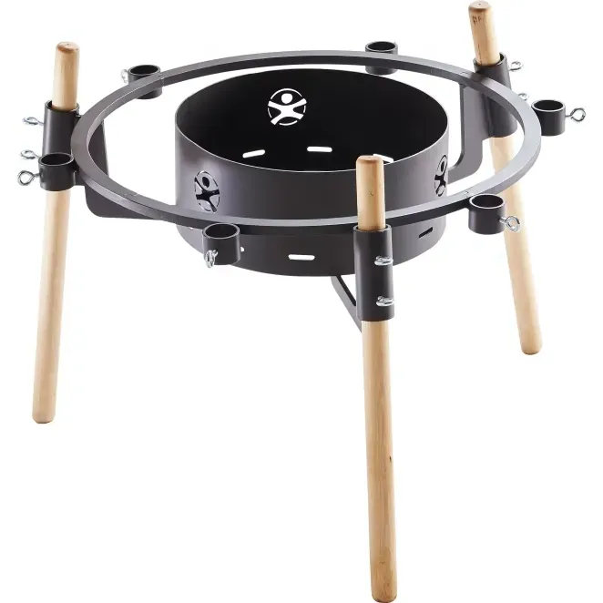 Haba Feuerstelle verstellbar & transportabel 50 cm Schwarz Metall - Abnehmbare Beine, 6 Halterungen, Leicht zu reinigen