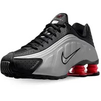NIKE Damen Shox R4 Sneaker, Black/Metallic Silver/Lt Crims, 38 EU