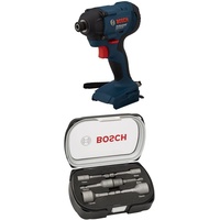 Bosch Professional 18V System Akku Drehschlagschrauber GDR 18V-160 (ohne Akkus und Ladegerät, 1/2 L-BOXX-Einlage Gerät, Karton) + 6tlg. Steckschlüssel-Set für Sechskantschrauben