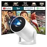 Mini Beamer 4k Heimkino Unterstützt Android 14, LYNCAST Mini projektor Tragbarer Projektor mit Bluetooth 5 & WiFi 6, 4K Unterstützung biemer für Telefon/TV Stick/HDMI/PS5/iOS