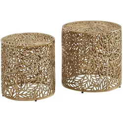 Couchtisch 2er Set FineBuy Design Wohnzimmertisch rund Metall Beistelltisch