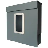 V2Aox Briefkasten mit Zeitungsfach Postkasten Modern mit Sichtfenster Zeitungsrolle Post Box Letterbox Wandbriefkasten Metall V2Aox
