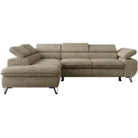 ECKSOFA PABLO L Dunkelbeige Struktur - Links Seite mit T25 Topper