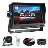 AHD 1080P Rückfahrkamera Set mit 7 Zoll Monitor und WeitWinkel Rückfahrkamera Super Nachtsicht IP69 Wasserdichter Auto Rückfahrkamera mit 15M Kable für LKW Wohnmobil Anhänger Van