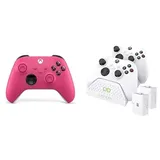 Xbox Wireless Controller – Deep Pink+Venom Twin-Ladestation mit 2 x wiederaufladbaren Akkupacks – Weiß Series X & S One