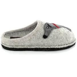 HAFLINGER Flair Dackel Pantoffeln gewalkter Wolle Hund Steingraumeliert, Gr. 38 - 38 EU,