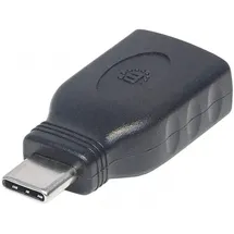 Manhattan USB 3.2 Gen 1 (USB 3.0) Adapter [1x USB 3.2 Gen 2 Stecker C (USB 3.1) Gen1 Typ auf Typ A-Adapter, Typ C-Stecker auf Typ A-Buchse, 3.1)] Gen1, schwarz,