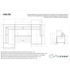 miuform Lofty Lilly - Ecksofa mit Schlaffunktion und Bettkasten Wohnlandschaft Beige