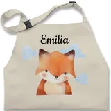 Kinderschürze Schürze Jungen Mädchen - Süßer Fuchs personalisiert I Fuchs Geschenk für Kinder mit Name I Fuchs Geschenk Kindermotiv I Geschenk mit Fuchs I Füchslein I Waldtier - 7-14 Jahre - 7-13 Jahre