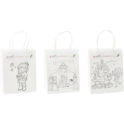 TSI Geschenkpapier 3 Geschenktüten WEIHNACHTEN Ausmaltüten - mittel, Geschenktüte 18 x 10 x 23 cm cm (B x T x H) bunt