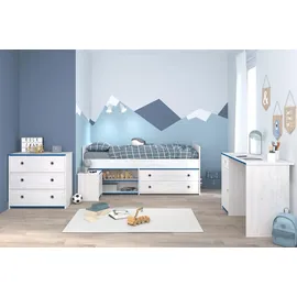 58 aufm Kessel KINDERZIMMER SET Parisot Smoozy 4-tlg. Holzdekor Kiefer Weiß/Blau