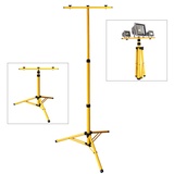 Fiqops Teleskop Stativ für Baustrahler, Stahl Stativ Flutlicht Ständer Trägerteil für 1 or 2 Strahler höhenverstellbar bis 1,60 Meter, Stahlstativ, Farbe: Gelb