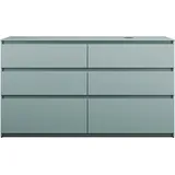 Burgbad Lin20 Waschtischunterschrank inklusive Konsolenplatte, Beckenausschnitt rechts, 6 Auszüge, 1602x552x900mm, SGRB160RF5395, Farbe: Eisblau Matt / Rückwand Anthrazitgrau