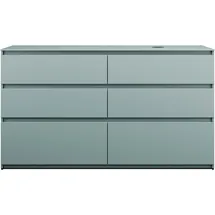 Burgbad Lin20 Waschtischunterschrank inklusive Konsolenplatte, Beckenausschnitt rechts, 6 Auszüge, 1602x552x900mm, SGRB160RF5395, Farbe: Eisblau Matt / Rückwand Anthrazitgrau