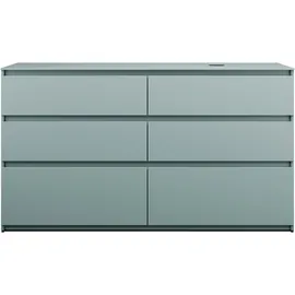 Burgbad Lin20 Waschtischunterschrank inklusive Konsolenplatte, Beckenausschnitt rechts, 6 Auszüge, 1602x552x900mm, SGRB160RF5395, Farbe: Eisblau Matt / Rückwand Anthrazitgrau