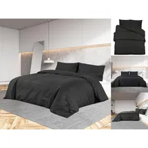vidaXL Bettwäsche-Set Schwarz 155 x 220 cm