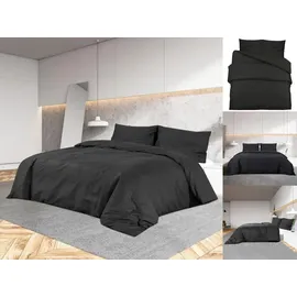 vidaXL Bettwäsche-Set Schwarz 155 x 220 cm