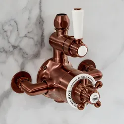 Retro Twin Aufputz-Thermostat für 1 Verbraucher – satiniertes Kupfer – Elizabeth von Hudson Reed