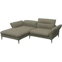 FLEXLUX Ecksofa Salino, Funktionssofa mit Recamiere, Relaxsofa, Ecksofa, Sofa mit Arm- und Kopfteil-Verstellungen, Kaltschaum & Stahl-Wellen grün