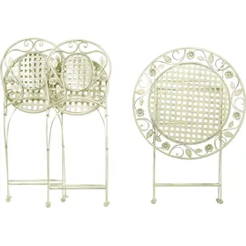 Beliani Bistroset hellgrün Metall 2er Balkon Terrasse Zusammenklappbar Garten romantisch - Grün