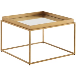 Couchtisch FineBuy Sofatisch Glas Spiegel 60x60x41cm Wohnzimmertisch Gold Tisch