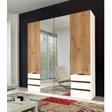 WIMEX Level 200 x 216 x 58 cm Plankeneiche Nachbildung/weiß mit Spiegeltüren und Schubladen