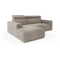Deine Möbel 24 Wohnlandschaft KLAUS L 248 cm breit Ecksofa Sofa Wohnzimmer L-Couch Cord Samt, Beige Creme Grau Hellgrau Anthrazit Schwarz 2 Teile, Ohne Bettfunktion Cord-Stoff Kord beige