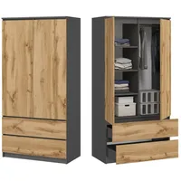 Home collective Kleiderschrank Schrank 90cm breit mit 2 Schubladen,