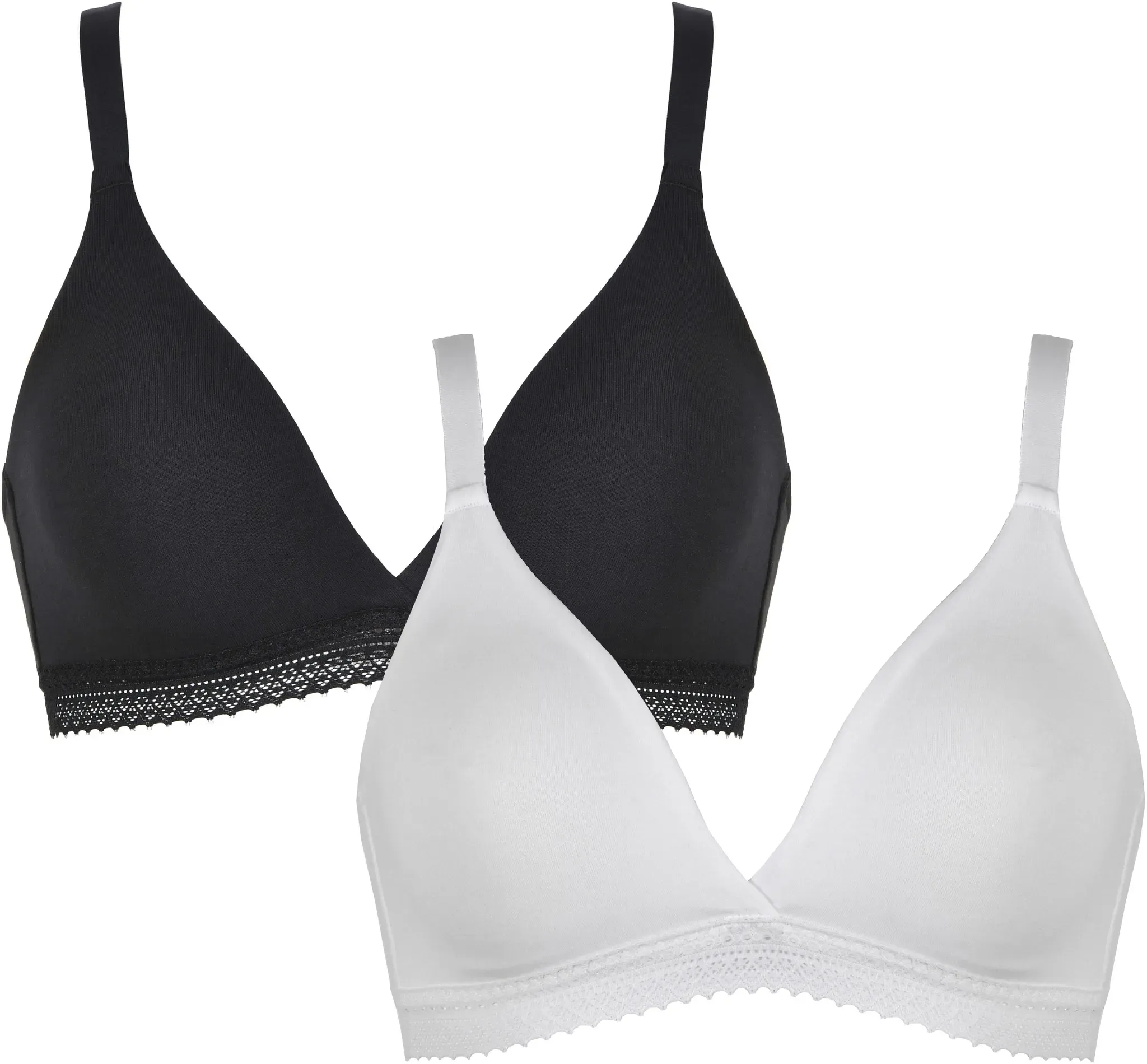 Soft-BH NATURANA, Damen, Gr. 70, Cup A, schwarz-weiß (schwarz, weiß), Obermaterial: 95% Baumwolle, 5% Elasthan. Spitze: 90% Polyamid, 10% Elasthan, bestickt, unifarben, bequem, BHs Soft-BH, feminin, basic, bequem, verstellbare Träger, ohne Bügel, Baumwollmix