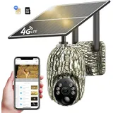 NUASI 4G Wildkamera mit SIM Karte, 2K Solar Wildkamera mit Handyübertragung APP, Überwachungskamera mit Bewegungsmelder, Überwachungskamera Aussen Akku mit Farbnachtsicht, PIR, IP66, 2-Weg-Audio