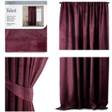 AmeliaHome Vorhang Velvet Optik 140x270 cm Bordeaux 1 St. Kräuselband Samt Verdunkelungsvorhang Fensterdekoration Leicht Schimmernd Dekoschal Dekorvorhang