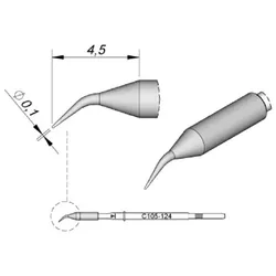 Lötspitze Serie C105, Rundform, C105124/ø0,1mm, gebogen, Fine-Pitch