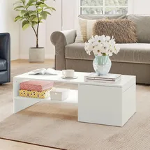 Homcom Couchtisch Weiß Spanplatte 110 x 52 x 36 cm