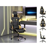 vidaXL Gaming-Stuhl mit Fußstütze Schwarz und Golden Kunstleder