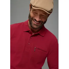 MAN'S WORLD Langarm-Poloshirt MAN'S WORLD "Neue Kollektion", Herren, Gr. XL (56/58), rot (bordeaux), Piqué, Obermaterial: 100% Baumwolle, unifarben, Basic, schmal, angesetztes Bündchen, Shirts, schmale Passform, Langarm, mit Reißverschlusstasche