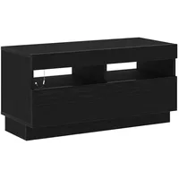 VidaXL TV-Schrank mit LED-Lichtern, Schwarz und Eiche, 80x35x40 cm