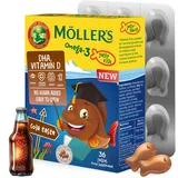Möller's Omega 3 Kapseln für Kinder | Natürliche Omega 3 Fischtran mit Cola | Mit DHA und EPA | Leicht zu kauen | Ohne Gluten, Laktose und Zucker | 36 Stück