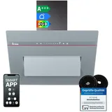 KKT KOLBE A+++ Dunstabzugshaube 60 cm 782 cbm/h Umluft Abluft Kopffrei Wandhaube | Glas Matt Grau | Nachlaufautomatik | Smart WiFi App WLAN | SensorTouch | RGBW LED-Beleuchtung | PLOOM6005G