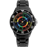 Alienwork Kids Lernuhr 0 mm Silikonarmband Schwarz/Mehrfarbig